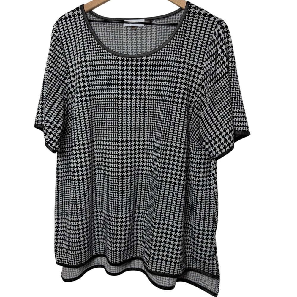 CALVIN KLEIN BLACK WHITE WOMEN PLUS SIZE BLOUSE 1X